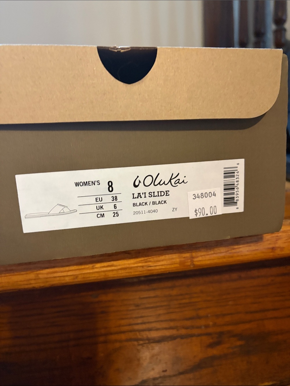 OluKai Black Slide Sandals with Amber Accent Buckle - Picture 2 of 2